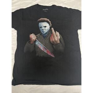 Halloween Michael Myers Graphic T Shirt Black Horror Movie Tee Size Large